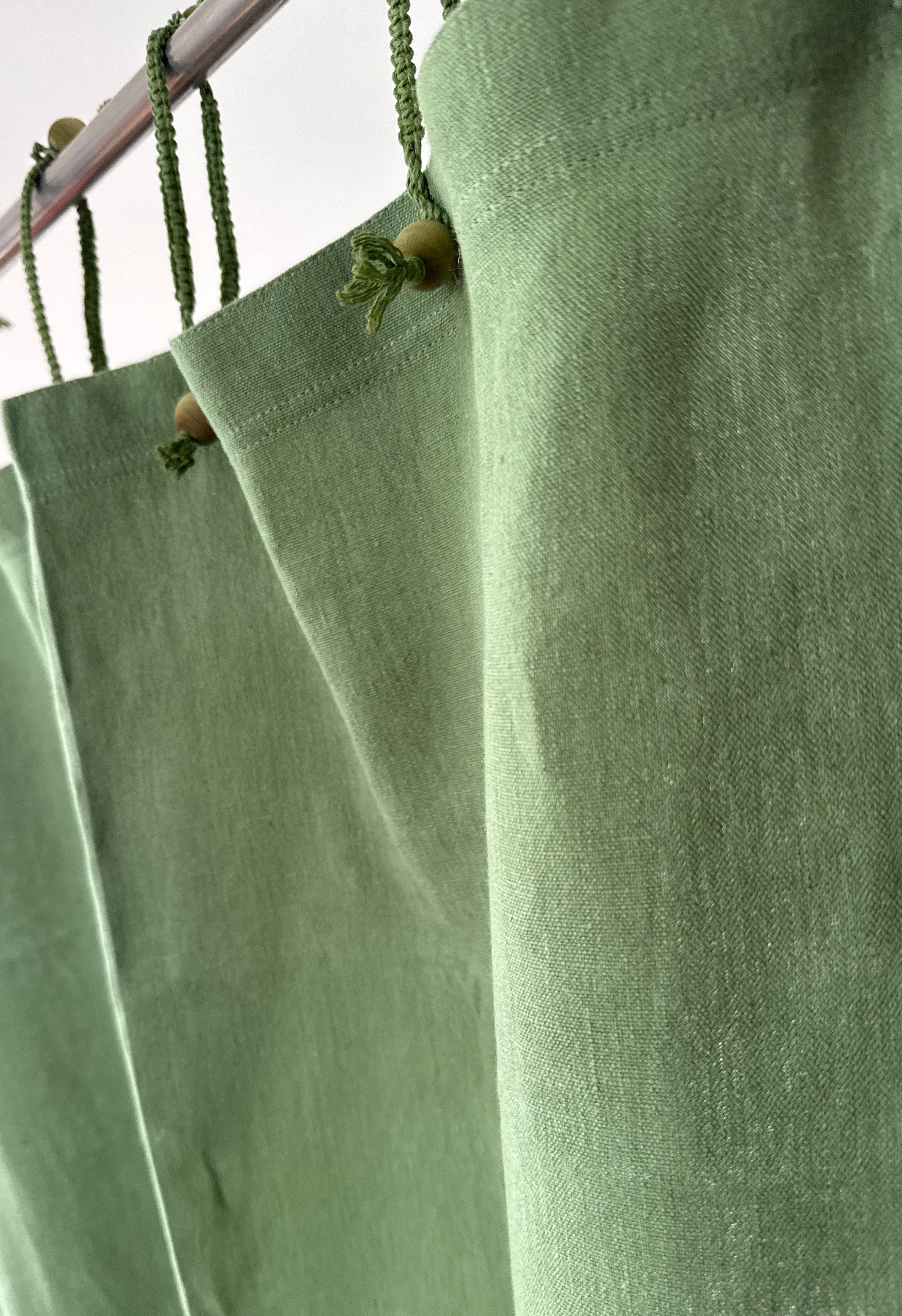 Hemp Curtain - Purely Sage Green 143cm width
