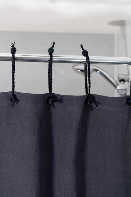 Hemp Shower Curtain - Purely Charcoal Gray  - W 90cm
