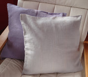 Hemp Cushion Cover - Powder Blue & Ivory Stripe, 45cm x 45cm