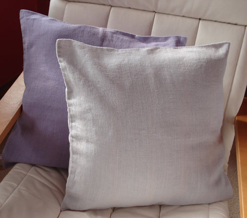 Hemp Cushion Cover - Powder Blue & Ivory Stripe, 45cm x 45cm